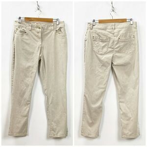 2/$30 Chico's 0.5 6 Womens Beige Ankle Skinny Denim Jeans